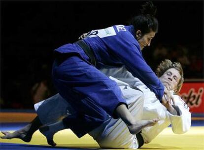 Isabel Fernández, durante el combate