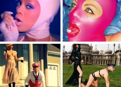 Arriba: Imagen del vídeo ’S&M’ de Rihanna.
David LaChapelle, fotografía para el calendario Lavazza 2002.
Debajo: Imagen del vídeo ’S&M’ de Rihanna.
David Lachapelle, ‘Aristocrats', 2002.
