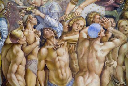 Detalle de <i>La llamada de los elegidos al paraíso</i>, del ciclo de frescos de la capilla de San Bricio de la catedral de Orvieto (Italia), obra de Luca Signorelli.