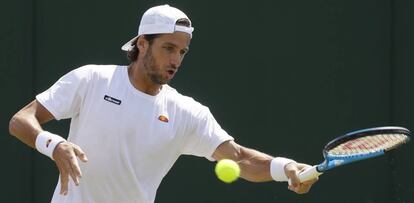 Feliciano López, durante su partido contra Delbonis.