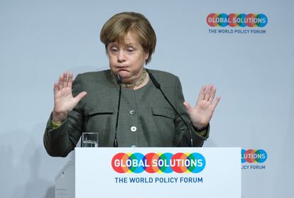 La canciller alemana, Angela Merkel, habla en la Cumbre de Soluciones Globales en Berlín (Alemania)
