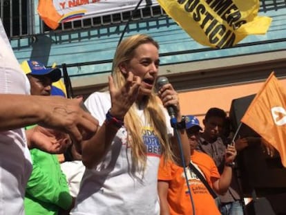 Lilian Tintori at an event in Guárico where opposition leader Luis Manuel Díaz was killed