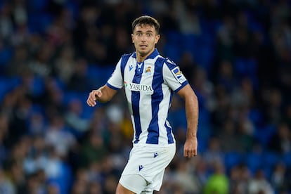 Martin Zubimendi durante el partido ante el Celta de Vigo el pasado 13 de mayo.
