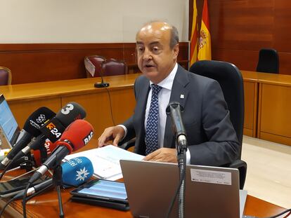 El presidente del TSJC, Jesús María Barrientos, en una rueda de prensa el pasado 22 de junio.