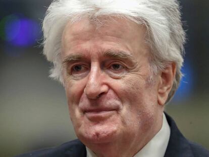 El exlíder serbiobosnio Radovan Karadzic, el 23 de abril en el Tribunal especial para la antigua Yugoslavia en La Haya.