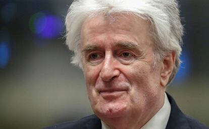 El exlíder serbiobosnio Radovan Karadzic, el 23 de abril en el Tribunal especial para la antigua Yugoslavia en La Haya.