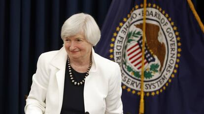 Janet Yellen, en la última rueda de prensa celebrada en diciembre