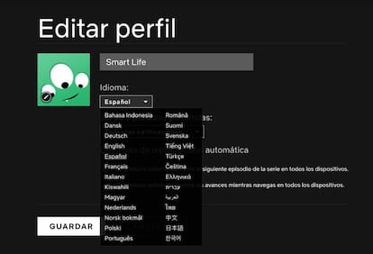 Cambiar idioma en Netflix.