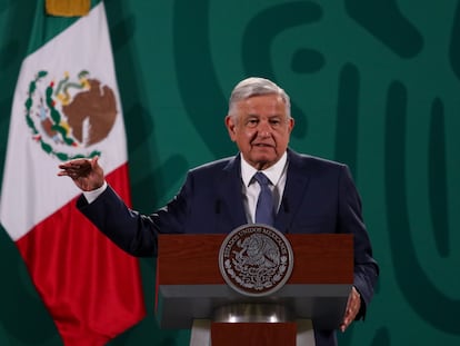 López Obrador durante la conferencia matutina del día de hoy.