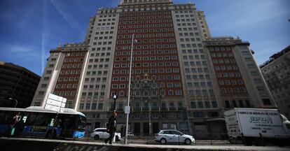 Fachada del Edificio España en Madrid.