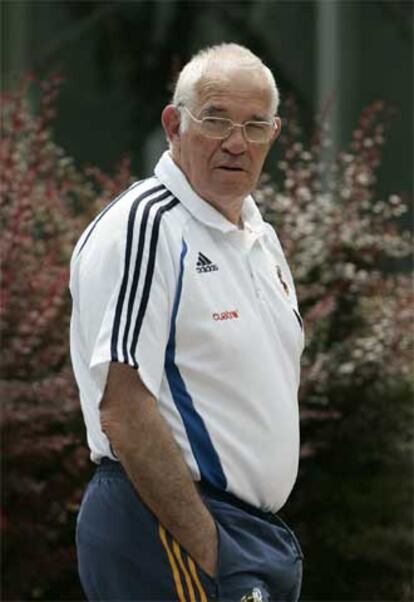 Luis Aragonés, ayer tras el entrenamiento.