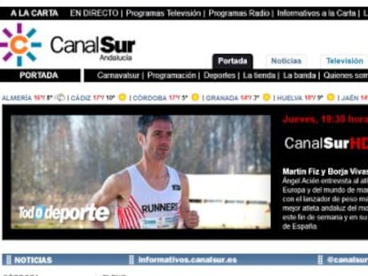 Web de la RTVA con una emisi&oacute;n del canal HD en portada.