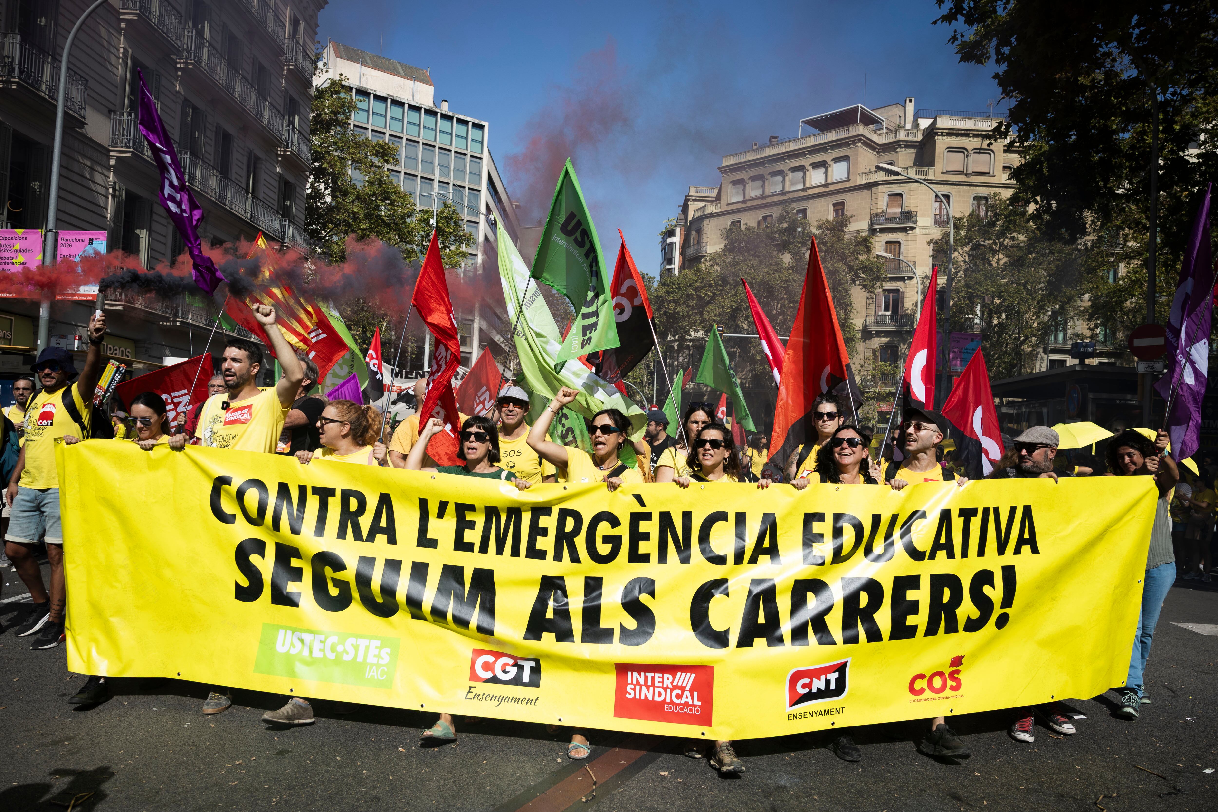 Manifestación en Barcelona el primer día de curso, que ha coincidido con una huelga. 