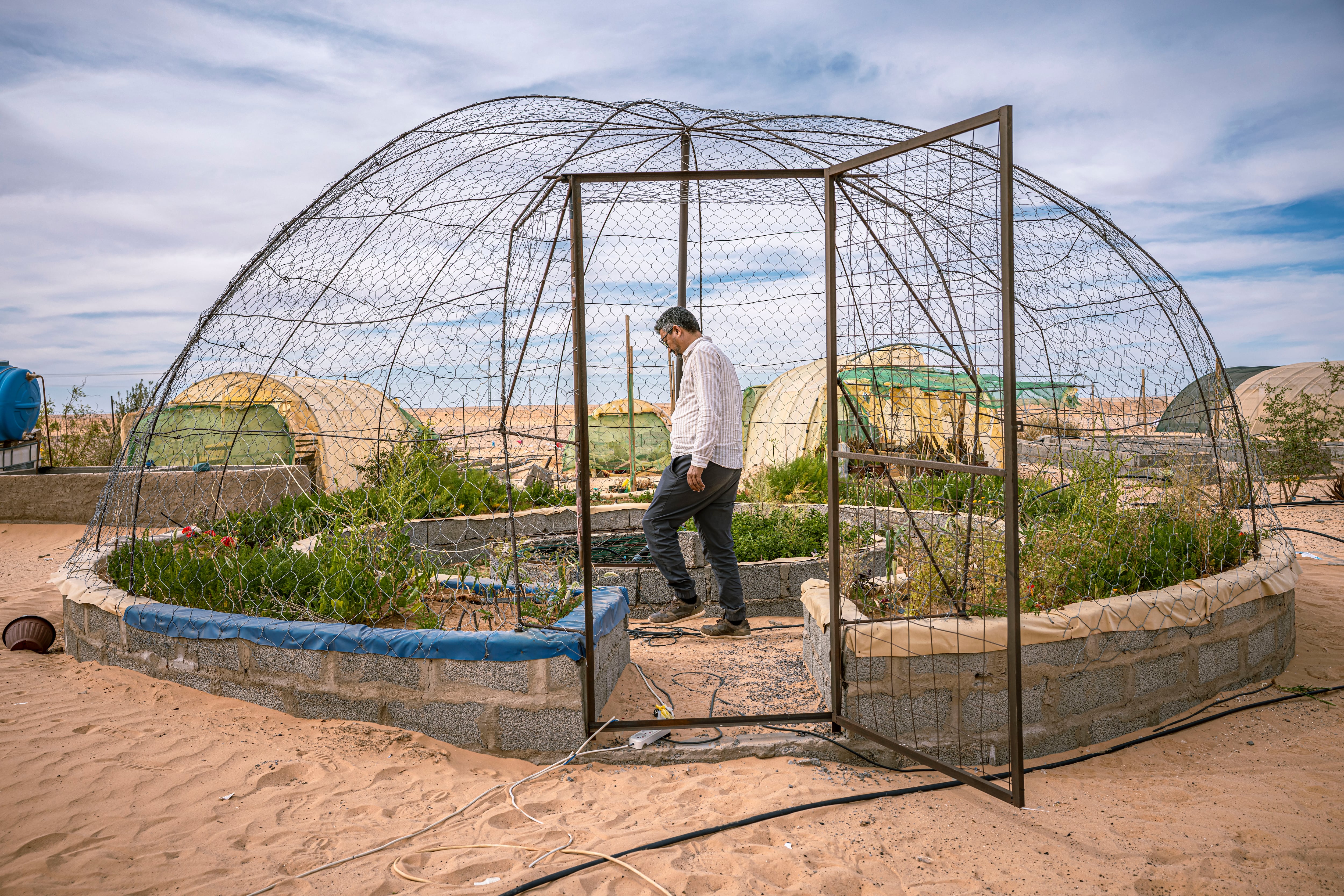 La cúpula, uno de los últimos proyectos de Taleb Brahim, en el campamento de Smara, en Tinduf, Argelia. 


