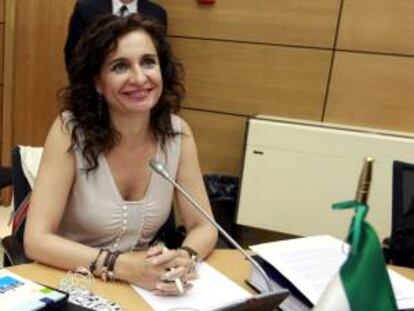 La consejera de Sanidad de la Junta de Andalucía, María Jesús Montero, durante la celebración del Consejo Interterritorial de Salud.