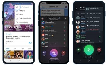 Nuevos chats de voz en Telegram.