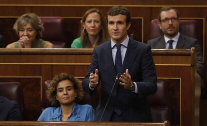 El presidente del Partido Popular, Pablo Casado, en el Congreso de los Diputados.