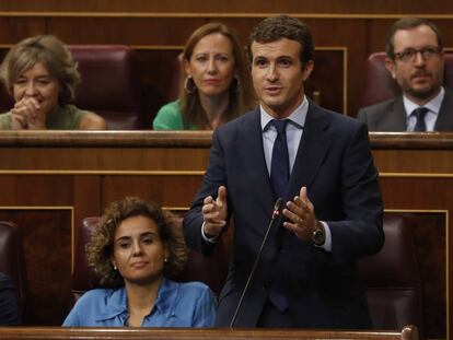 El presidente del Partido Popular, Pablo Casado, en el Congreso de los Diputados.