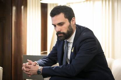 El president del Parlament, Roger Torrent, al seu despatx.