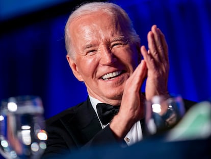 El presidente de Estados Unidos, Joe Biden, el sábado en la cena de corresponsales de la Casa Blanca.