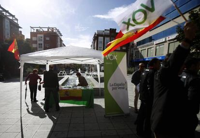 Carpa informativa de Vox en Madrid. 