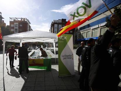 Carpa informativa de Vox en Madrid.