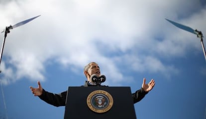 Barack Obama durante un acto electoral en New Hampshire.