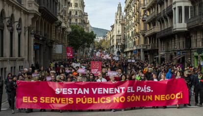 Manifestación contra la llamada 'ley Aragonès'.