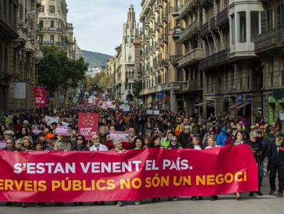 Manifestación contra la llamada 'ley Aragonès'.
