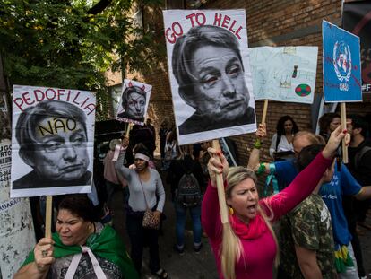 Una protesta contra Judith Butler con motivo de una visita de la filósofa a São Paulo en noviembre de 2017.