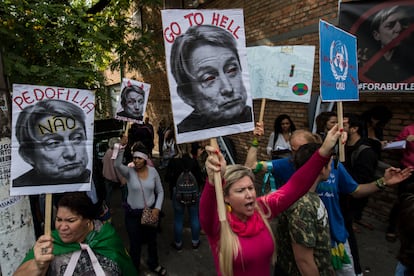 Una protesta contra Judith Butler con motivo de una visita de la filósofa a São Paulo en noviembre de 2017.