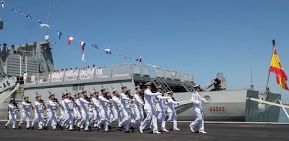 Acto de entrega en San Fernando (Cádiz), a finales del pasado mes de julio, de un buque construido por Navantia.