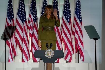 Melania Trump, antes de su discurso de apoyo a Donald Trump en la Convención Nacional Republicana en la Casa Blanca el pasado 25 de agosto.