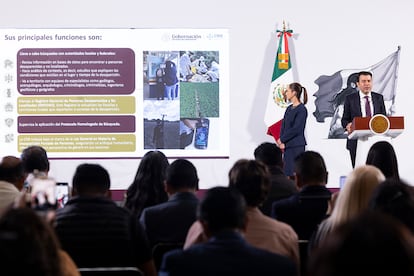 Arturo Medina, subsecretario de Derechos Humanos, Población y Migración, este martes en la conferencia matutina en Palacio Nacional. 