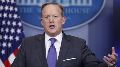 Sean Spicer, el portavoz de la Casa Blanca este lunes.