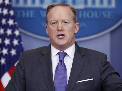 Sean Spicer, el portavoz de la Casa Blanca este lunes.