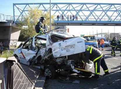 Así ha quedado el taxi implicado en el siniestro.