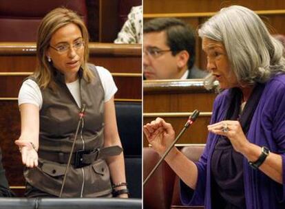 Carme Chacón y Beatriz Rodríguez-Salmones, durante su enfrentamiento en el Congreso.