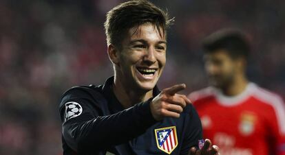 Vietto, festeja un gol con el Atl&eacute;tico, que lo ha cedido al Sevilla.