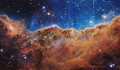 The Carina Nebula captured by the James Webb Space Telescope.