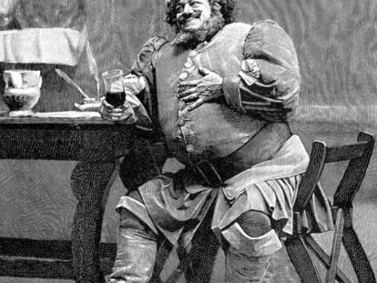 El barítono francés Victor Maurel, en el papel de Falstaff durante el estreno de la ópera en La Scala de Milán en 1893.