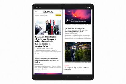 Así es la nueva imagen de EL PAÍS en el dispositivo móvil Galaxy Z Fold3 5G.