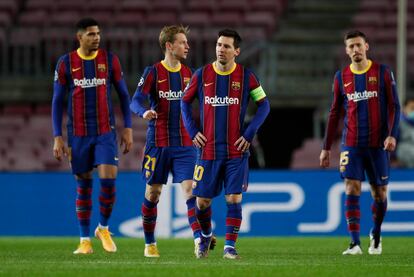 Aráujo, De Jong, Messi y Lenglet en el partido ante la Juventus en el Camp Nou.