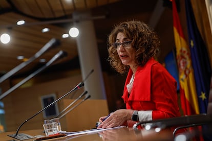 La ministra de Hacienda, María Jesús Montero, comparece este jueves para presentar los datos de cierre de ejecución presupuestaria 2022, en Madrid.