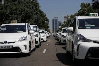 Protesta de taxistas en Madrid.