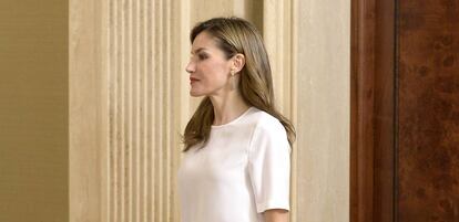 La reina Letizia, en una audiencia en la Zarzuela el pasado mi&eacute;rcoles.