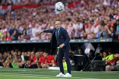 Luis de la Fuente, el seleccionador español, dando instrucciones durante el partido.