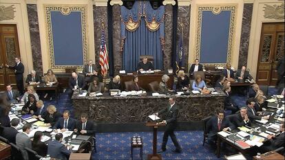 Captura de pantalla de la sala del Senado donde se debate el 'impeachment'.