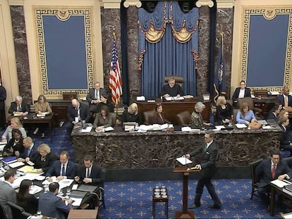 Captura de pantalla de la sala del Senado donde se debate el 'impeachment'.