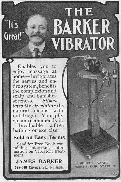 Un vibrador "indispensable tras darse un baño o hacer ejercicio", según este anuncio de 1906, publicado en Filadelfia (Estados Unidos).